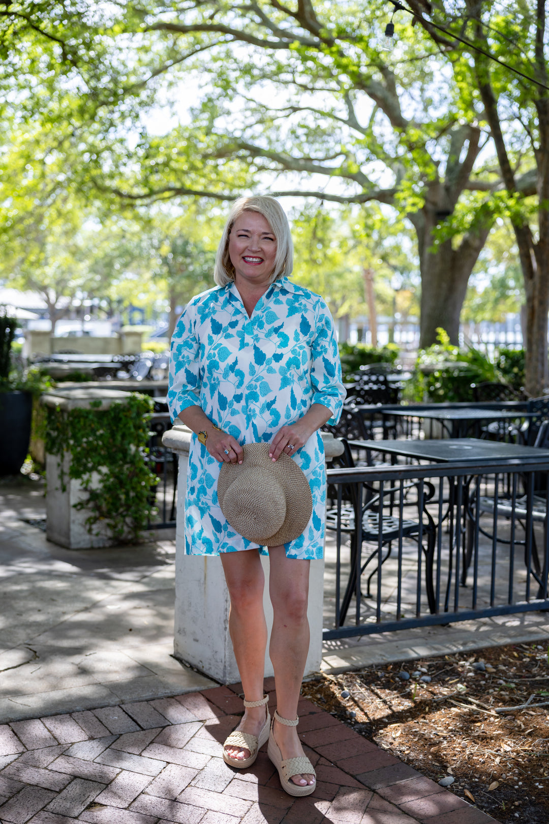 Blooming Blue Shirt Dress