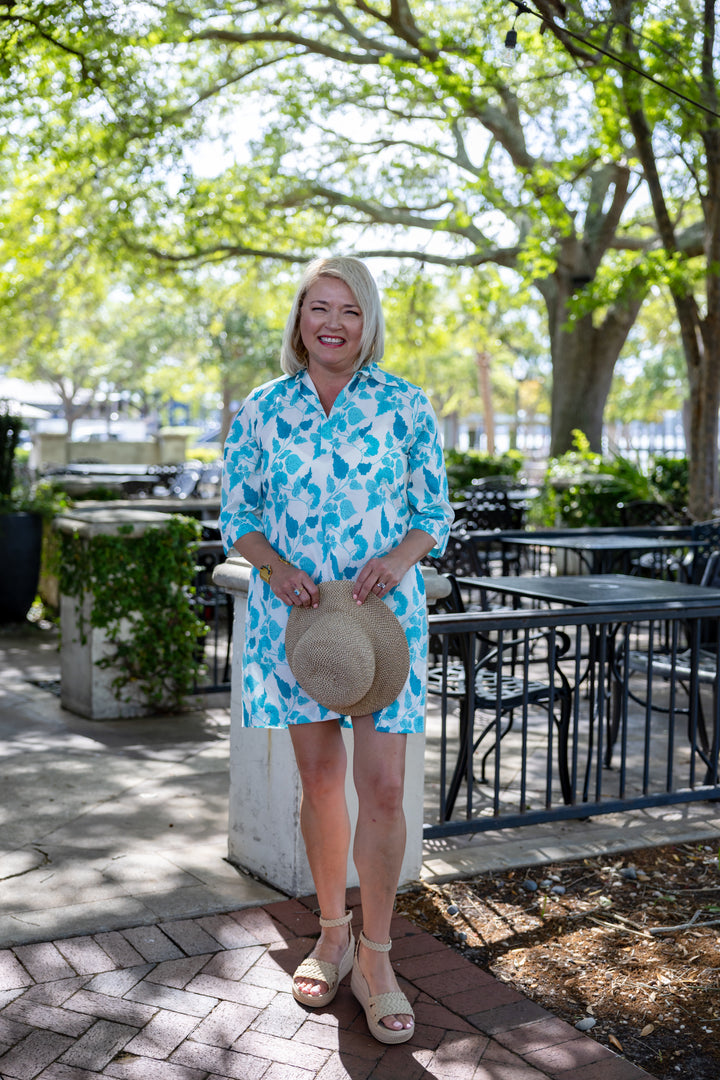 Blooming Blue Shirt Dress