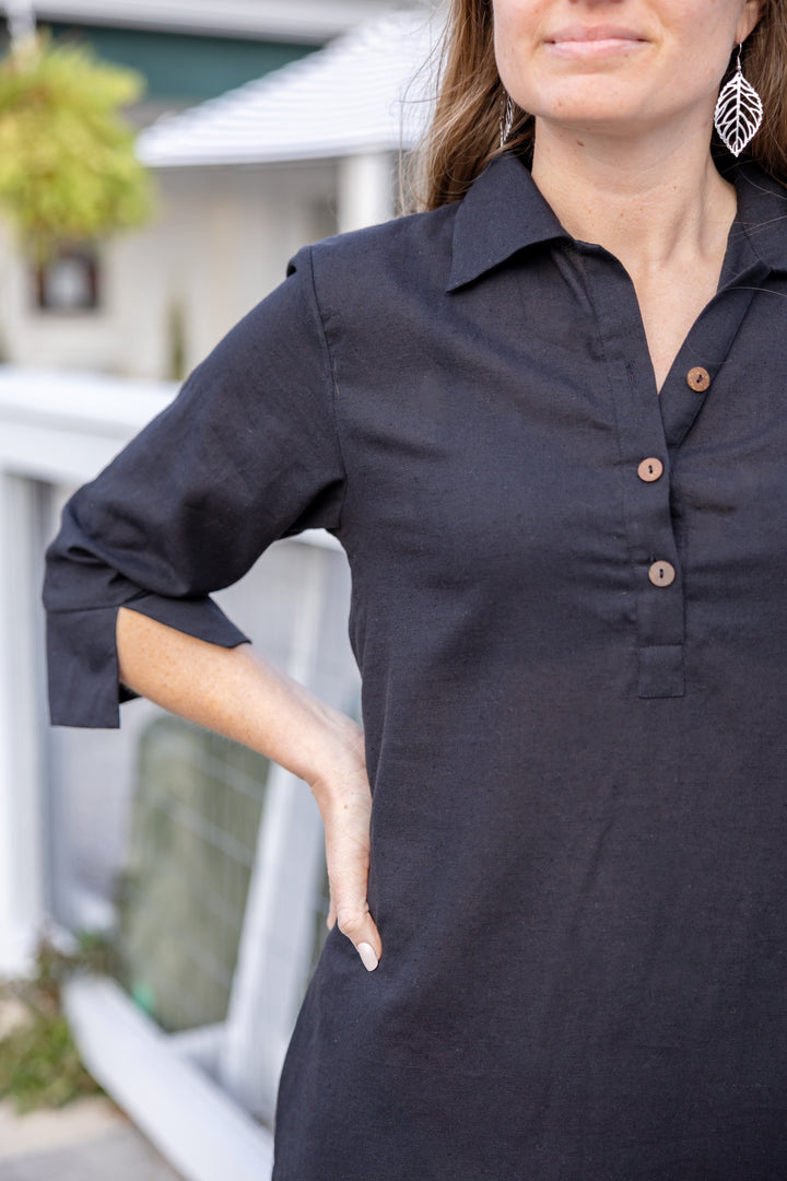 The Audrey-Linen Shirt Dress